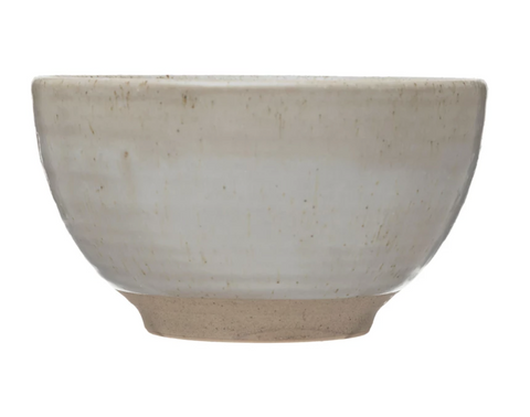White Glaze Bowl w/ Textured Bottom