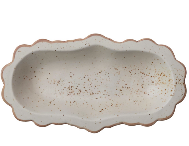 Cream Speckled Scallop Platter
