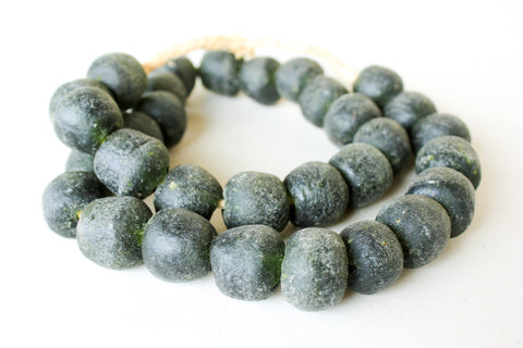 Black/Green Recycled Glass Beads