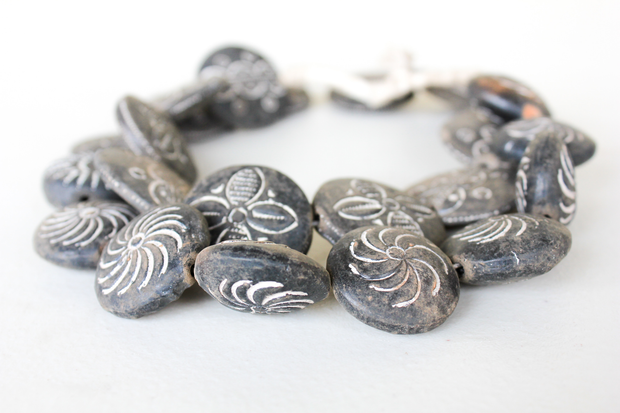 Etched African Clay Beads, Three Styles