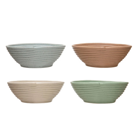 Ribbed Stoneware Bowl, Four Colors